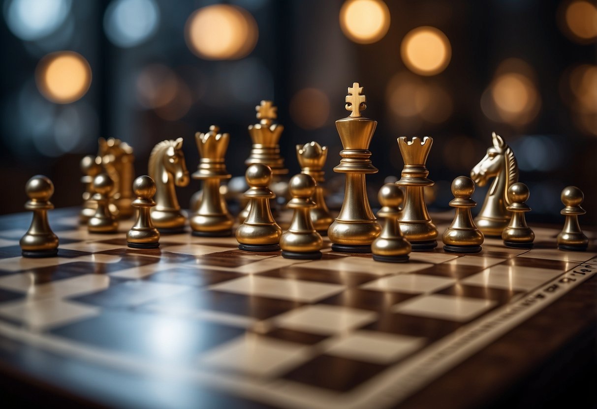 A chessboard with advanced symbols and applications displayed in a modern setting