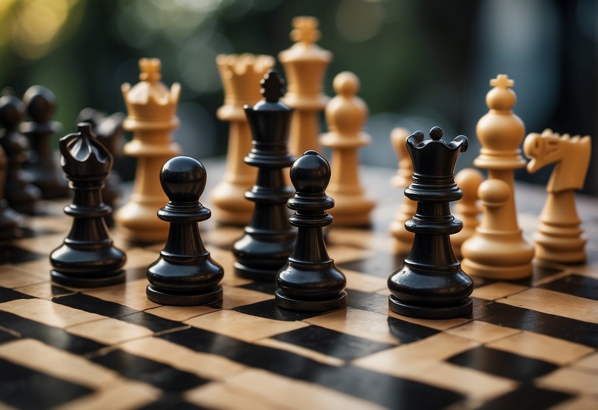 Chess symbols arranged on a checkered board, with the king, queen, rooks, bishops, knights, and pawns in their starting positions